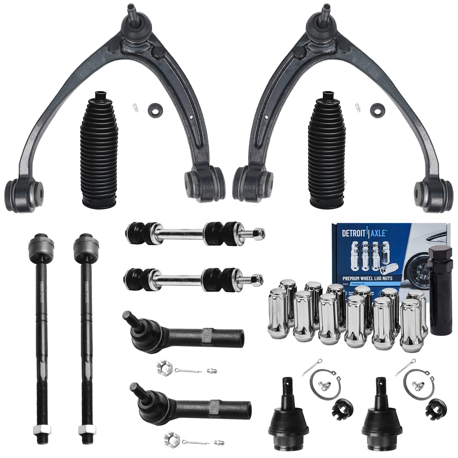 Detroit Axle - Front End Kit for Silverado Sierra 1500 Chevy GMC Cadillac Escalade ESV EXT [6 Lugs], Upper Control Arms Sway Bar